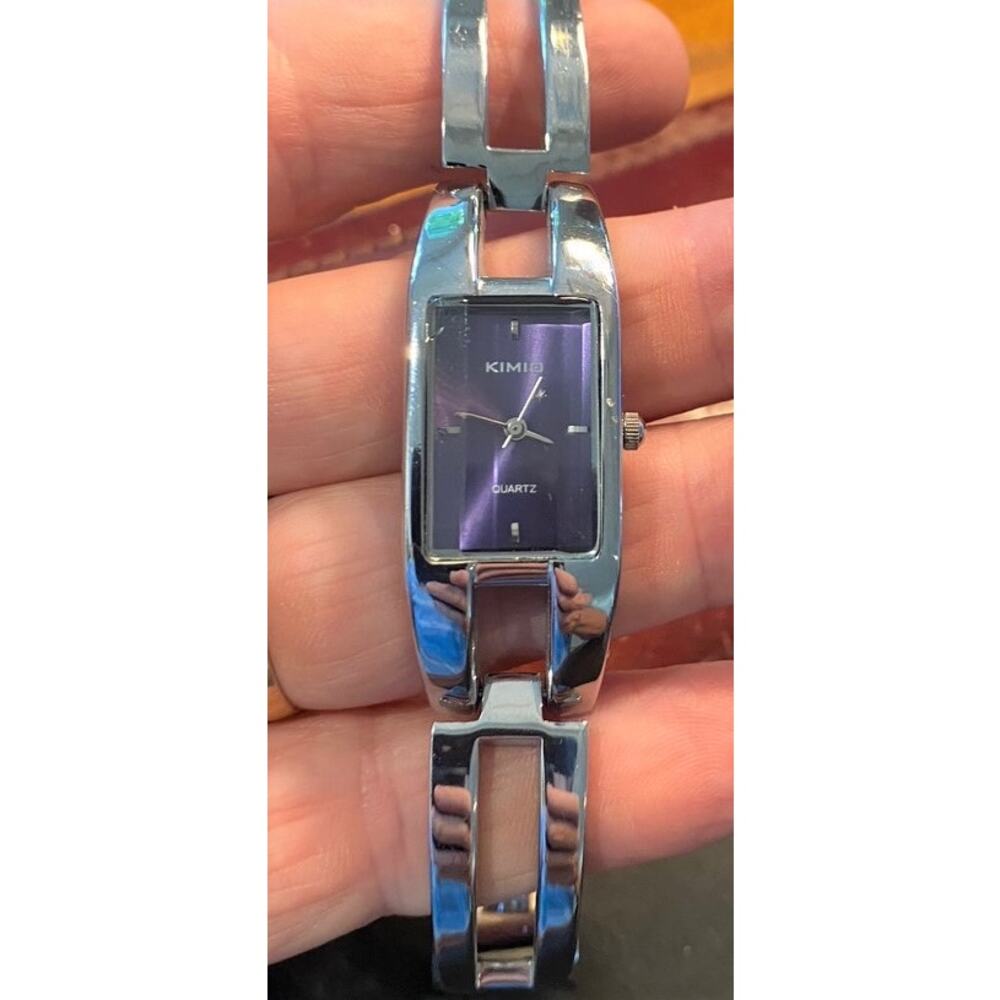 Women's Kimio Quartz Watch, Silver Tone Bracelet Adjustable Band, Black Face